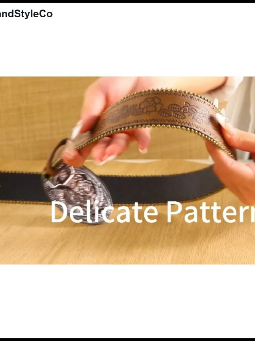 Vintage Cowgirl Faux Leather Belt with Embossed Floral Buckle